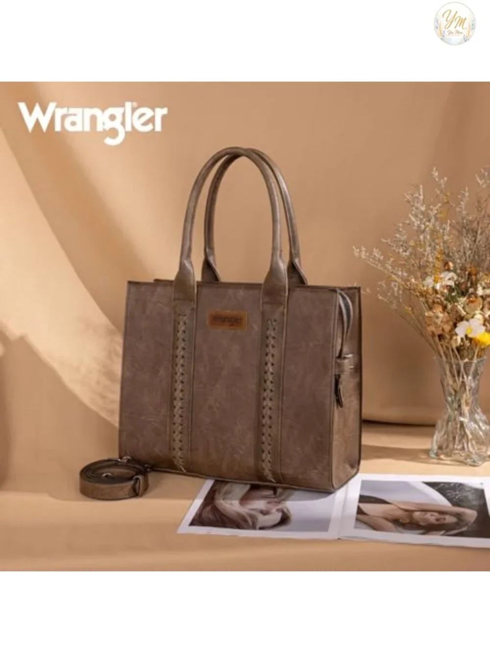 Woven Vegan Leather Tote Satchel Handbag with Adjustable Strap